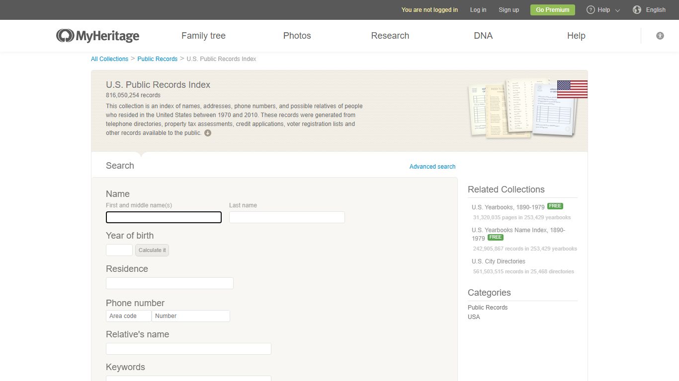 U.S. Public Records Index - MyHeritage