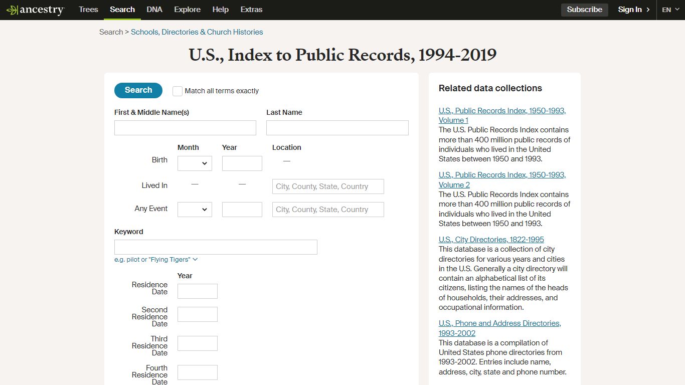 U.S., Index to Public Records, 1994-2019 - Ancestry